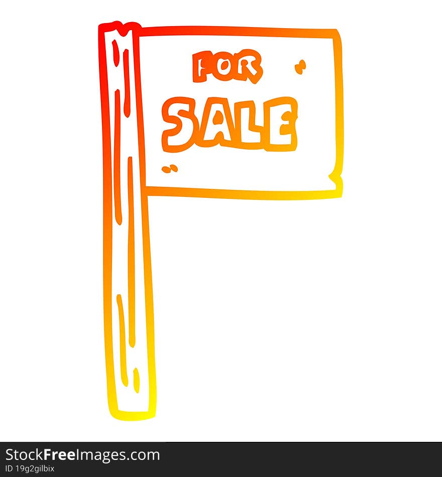 warm gradient line drawing of a cartoon sale sign