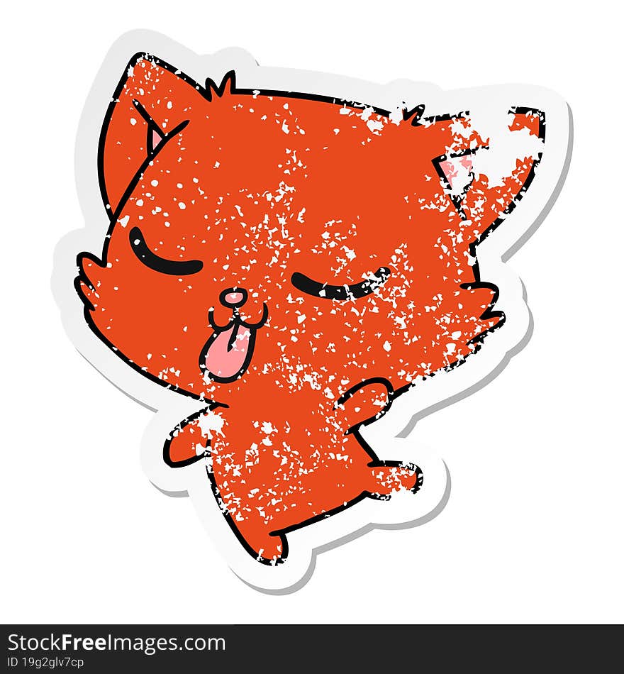 freehand drawn distressed sticker cartoon of cute kawaii cat