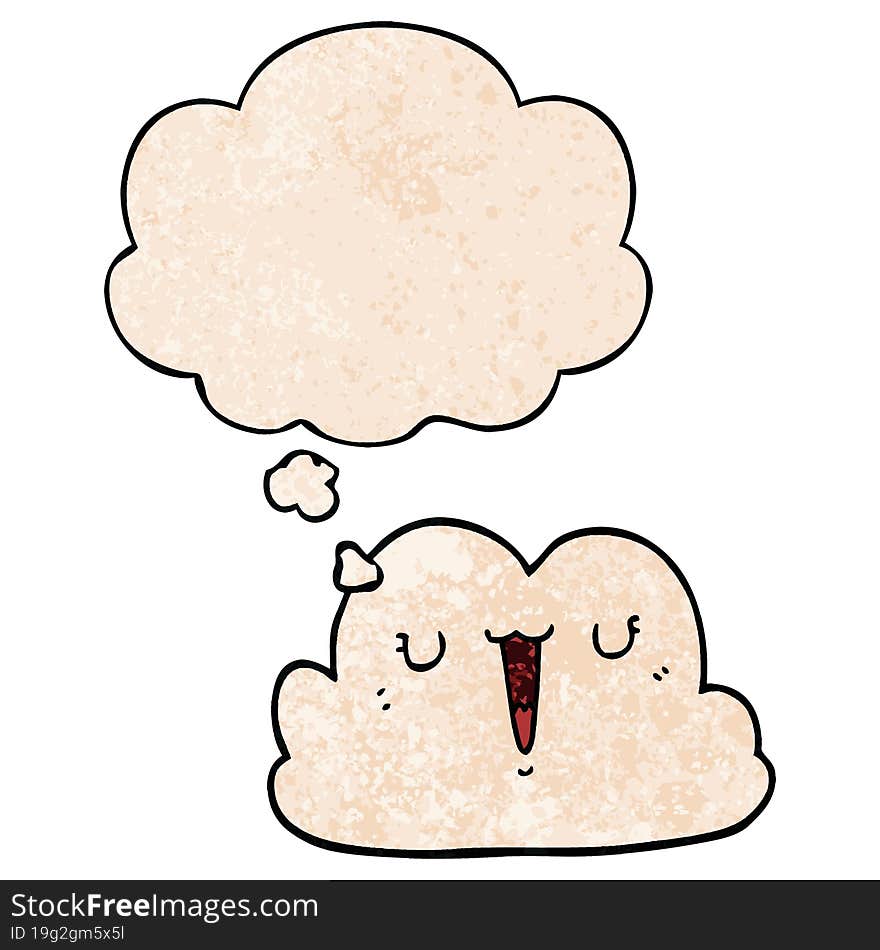 cute cartoon cloud and thought bubble in grunge texture pattern style