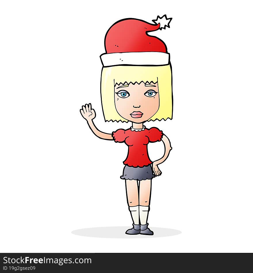 cartoon woman ready for christmas