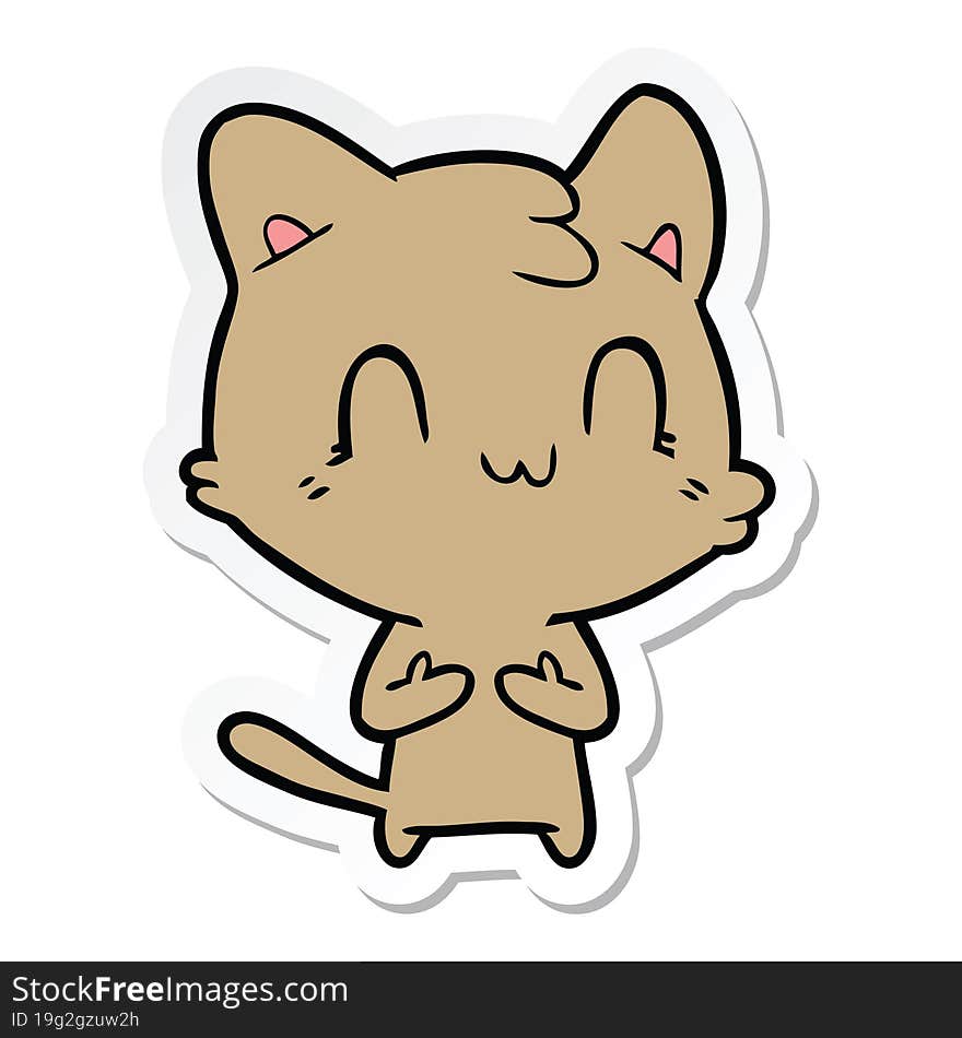 sticker of a cartoon happy cat