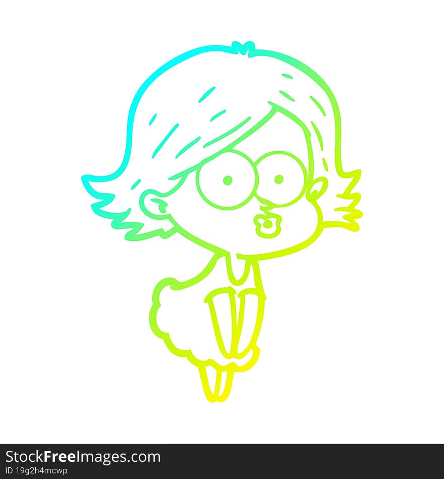 cold gradient line drawing of a cartoon girl pouting