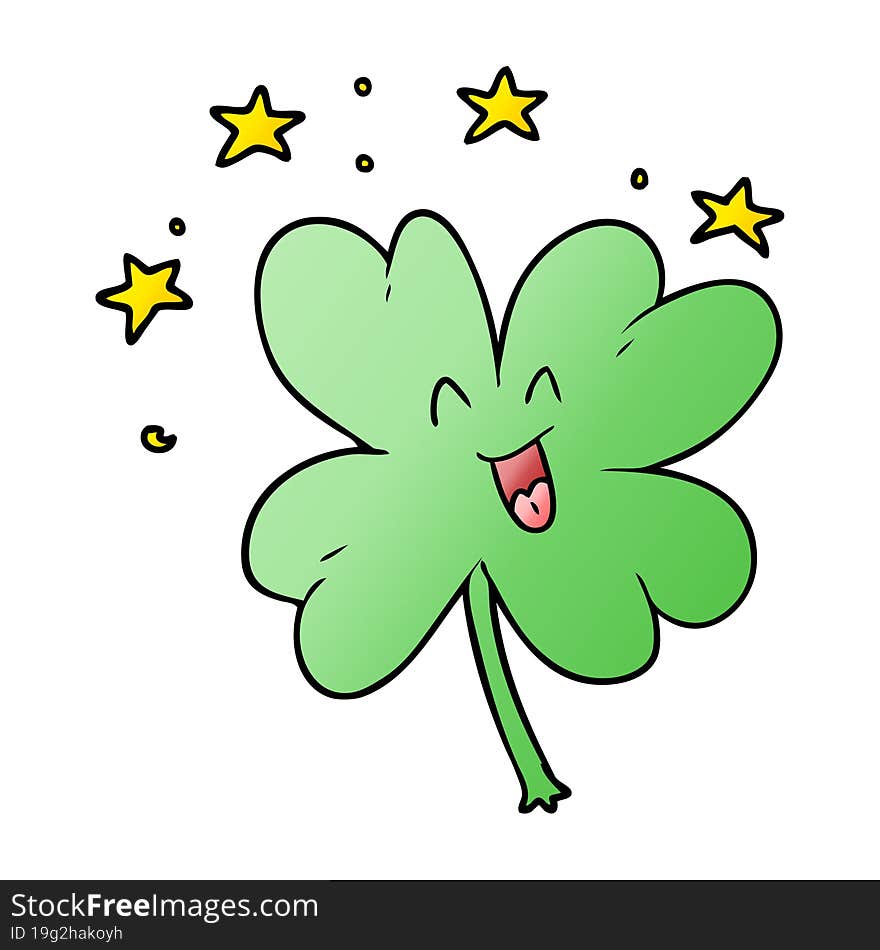 happy cartoon four leaf clover. happy cartoon four leaf clover