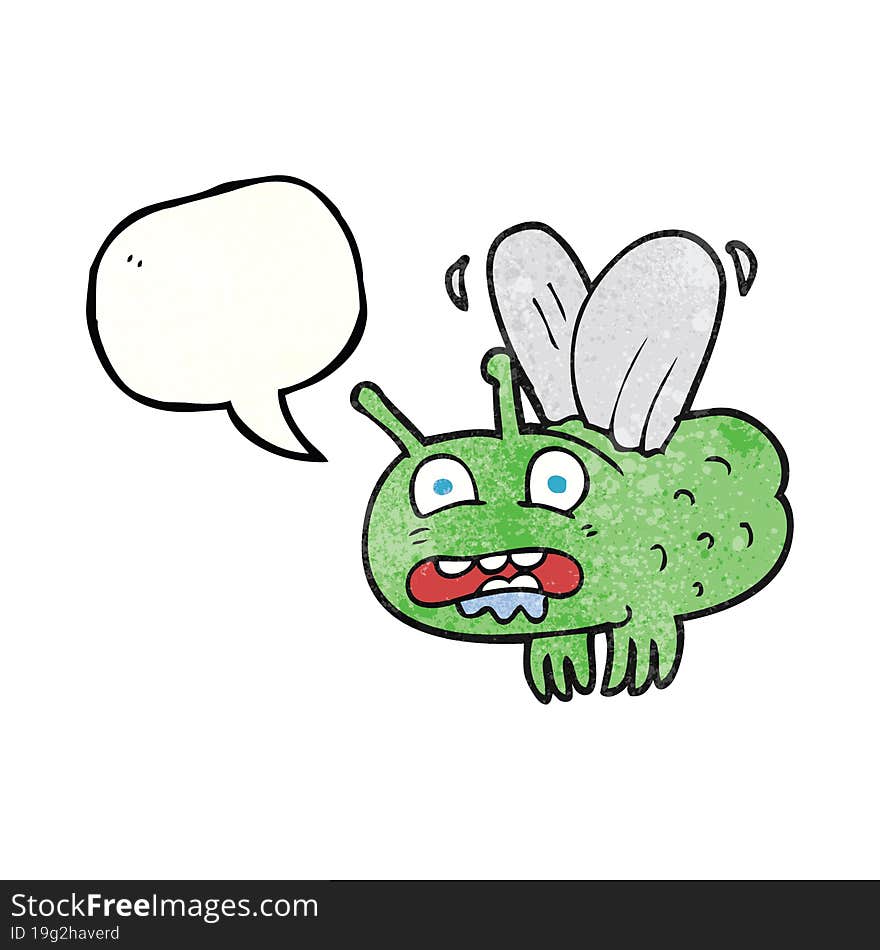 speech bubble textured cartoon fly