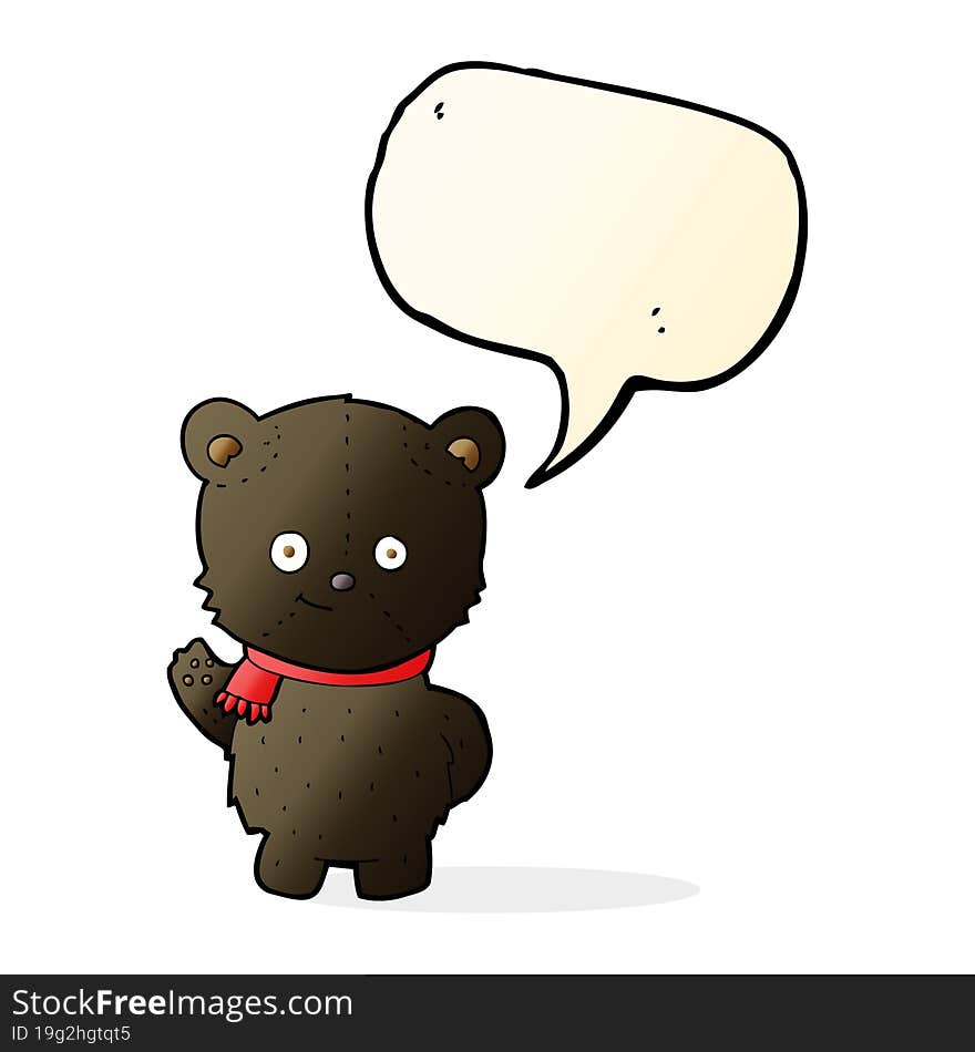 cute cartoon black bear with speech bubble