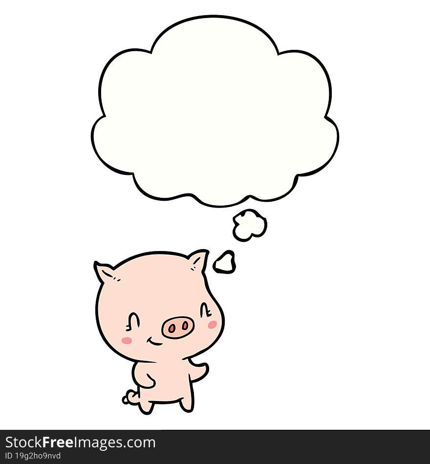 cartoon pig and thought bubble