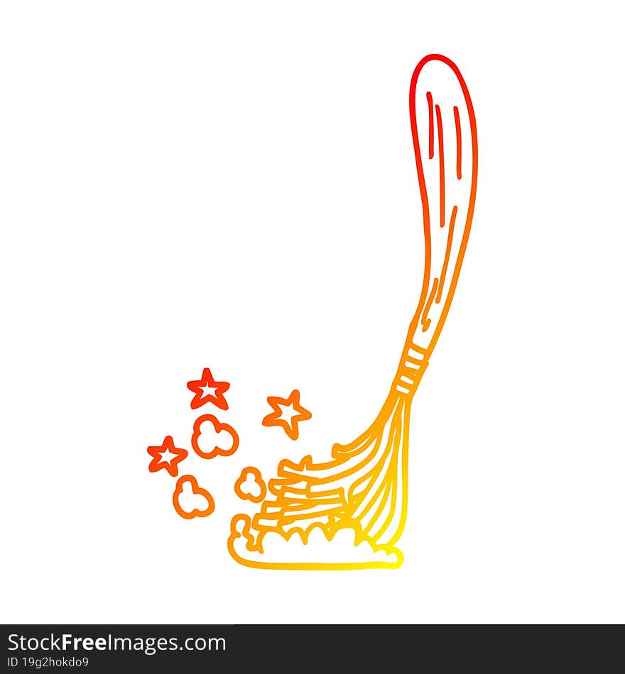 warm gradient line drawing cartoon magic broom