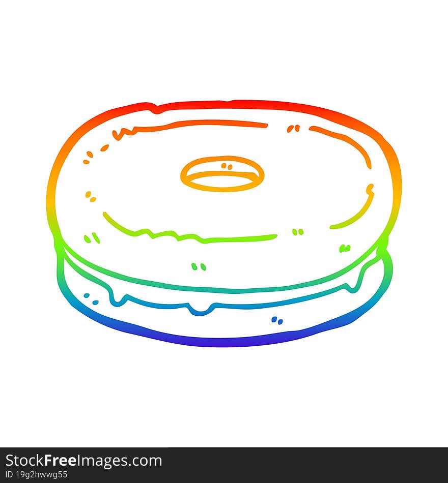 Rainbow Gradient Line Drawing Cartoon Biscuit