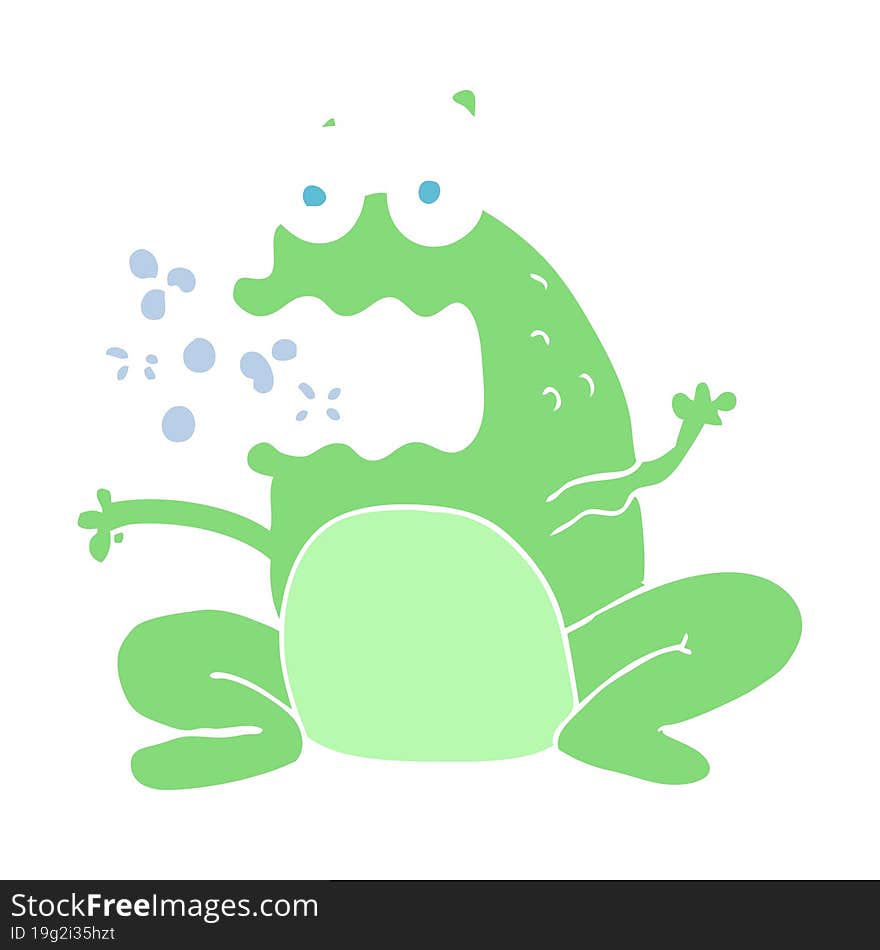 Flat Color Illustration Of A Cartoon Burping Frog