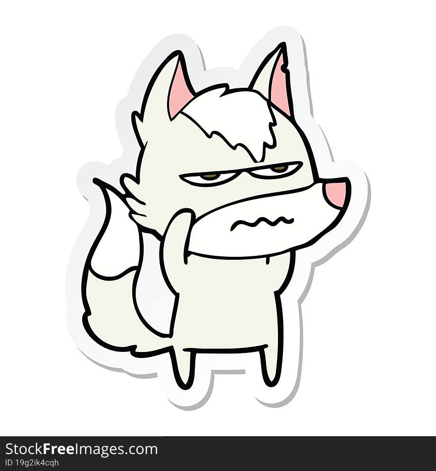 sticker of a cartoon annoyed wolf