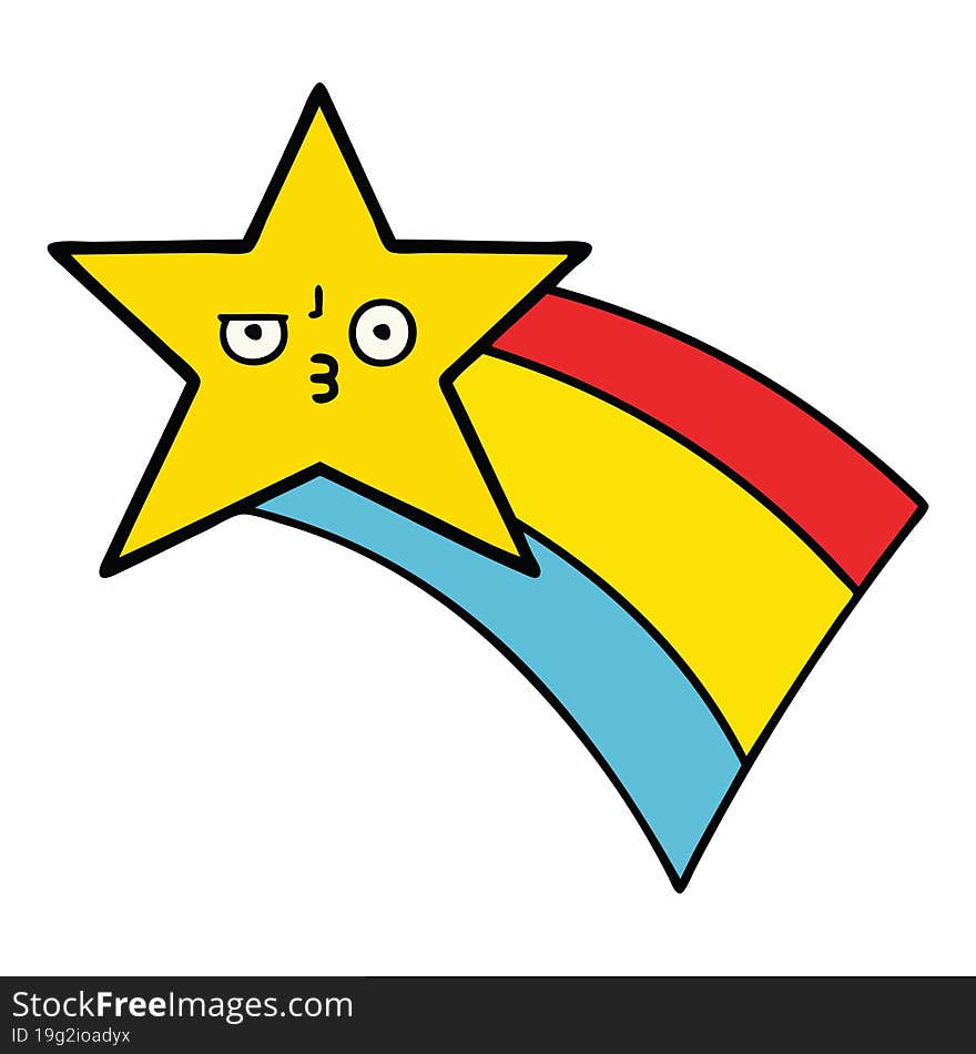 cute cartoon of a shooting rainbow star