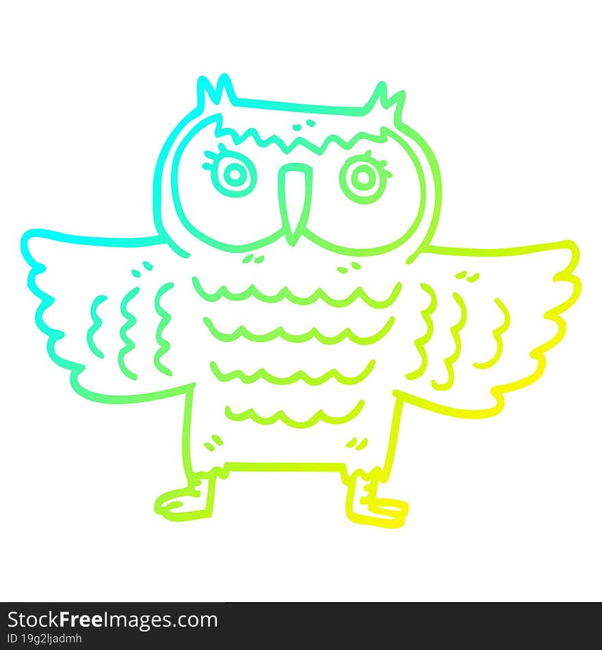 cold gradient line drawing cartoon wise old owl