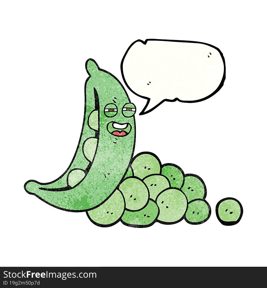 Speech Bubble Textured Cartoon Peas In Pod