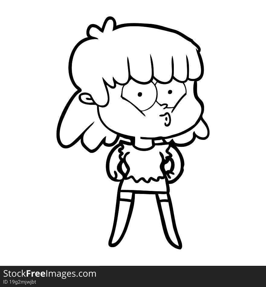 cartoon whistling girl. cartoon whistling girl