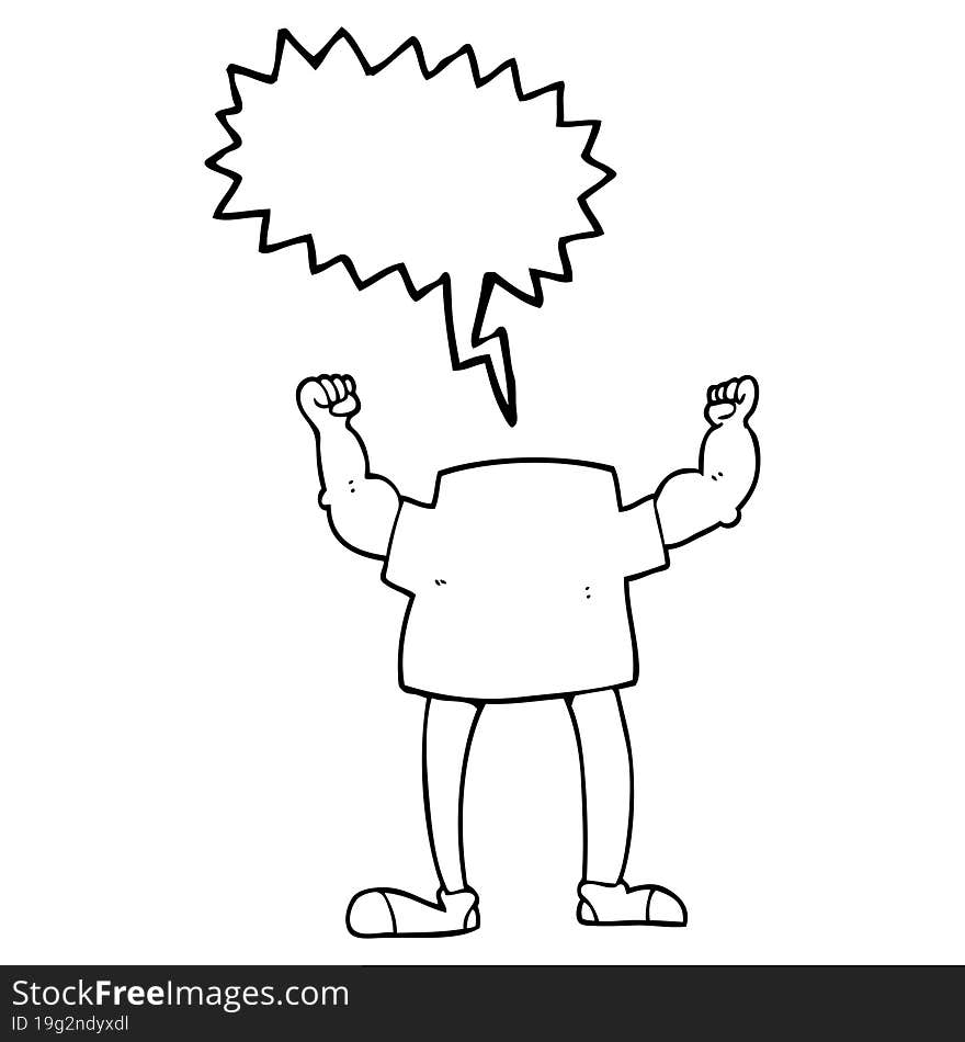 speech bubble cartoon headless man