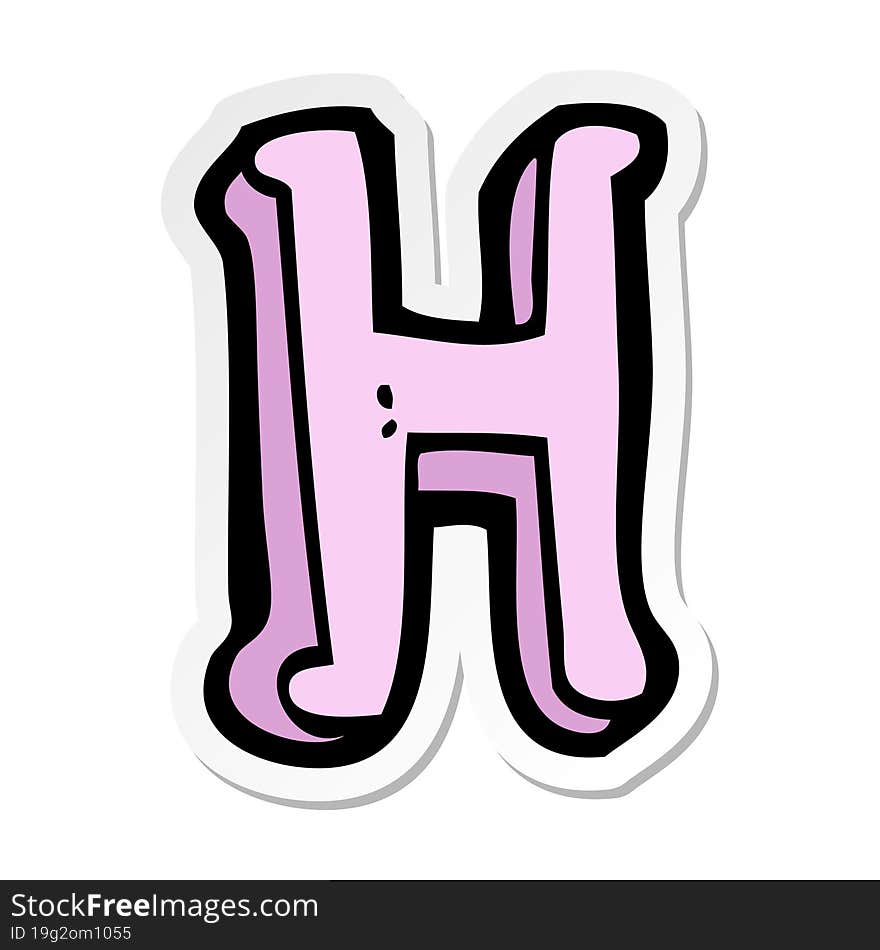 sticker of a cartoon letter H