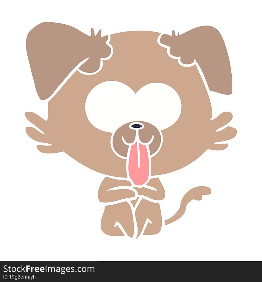 flat color style cartoon dog with tongue sticking out