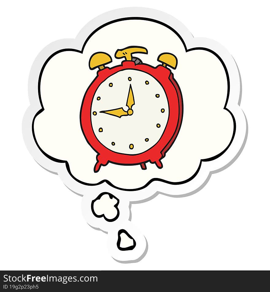 Cartoon Alarm Clock And Thought Bubble As A Printed Sticker