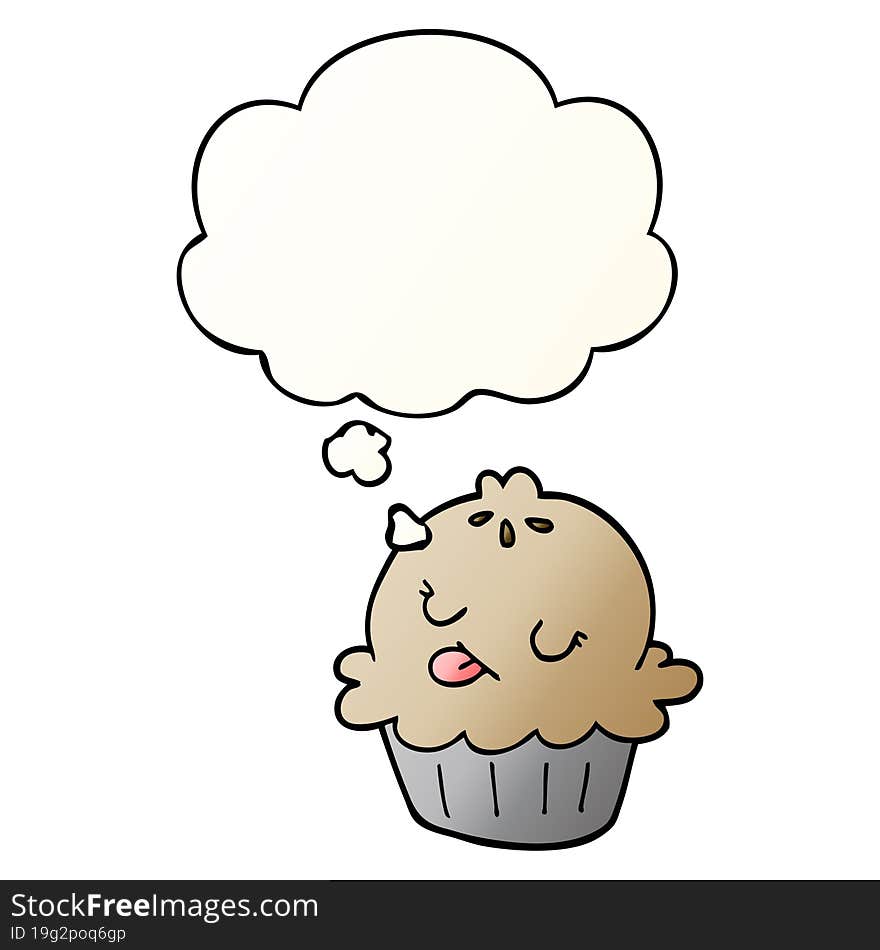 cute cartoon pie and thought bubble in smooth gradient style