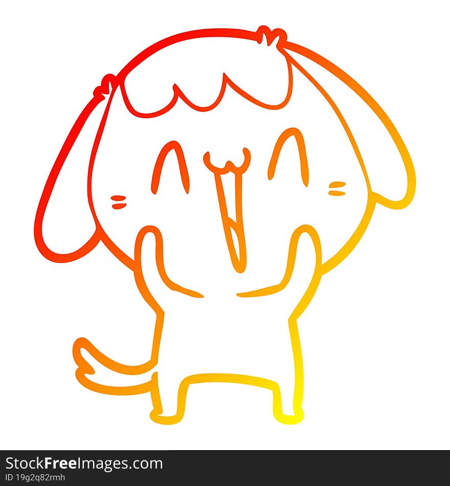 Warm Gradient Line Drawing Cute Cartoon Dog