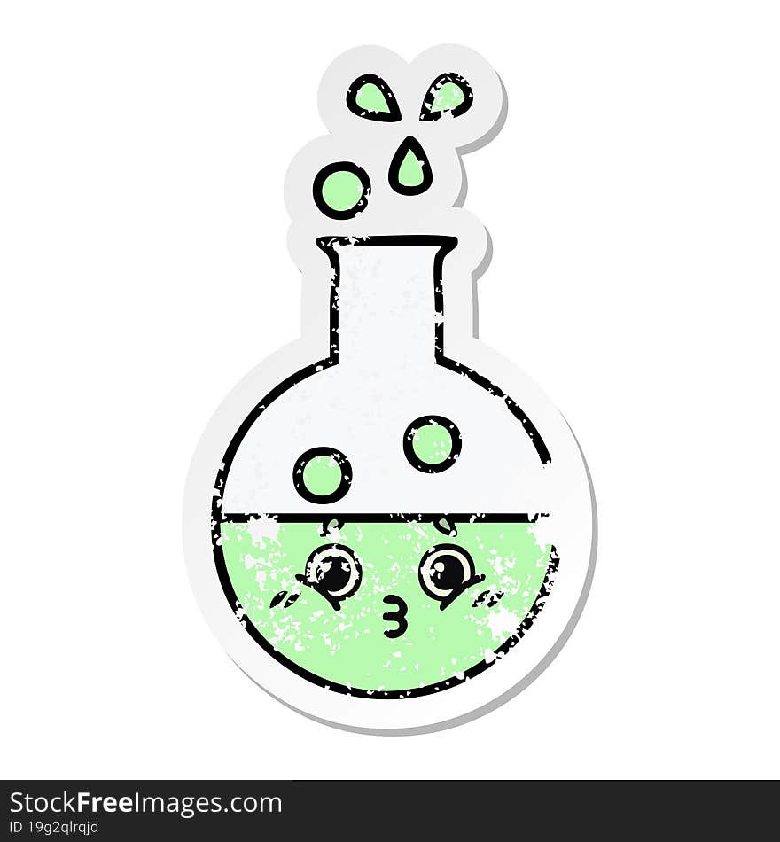 Distressed Sticker Of A Cute Cartoon Test Tube