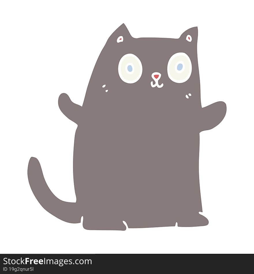 Flat Color Style Cartoon Cat