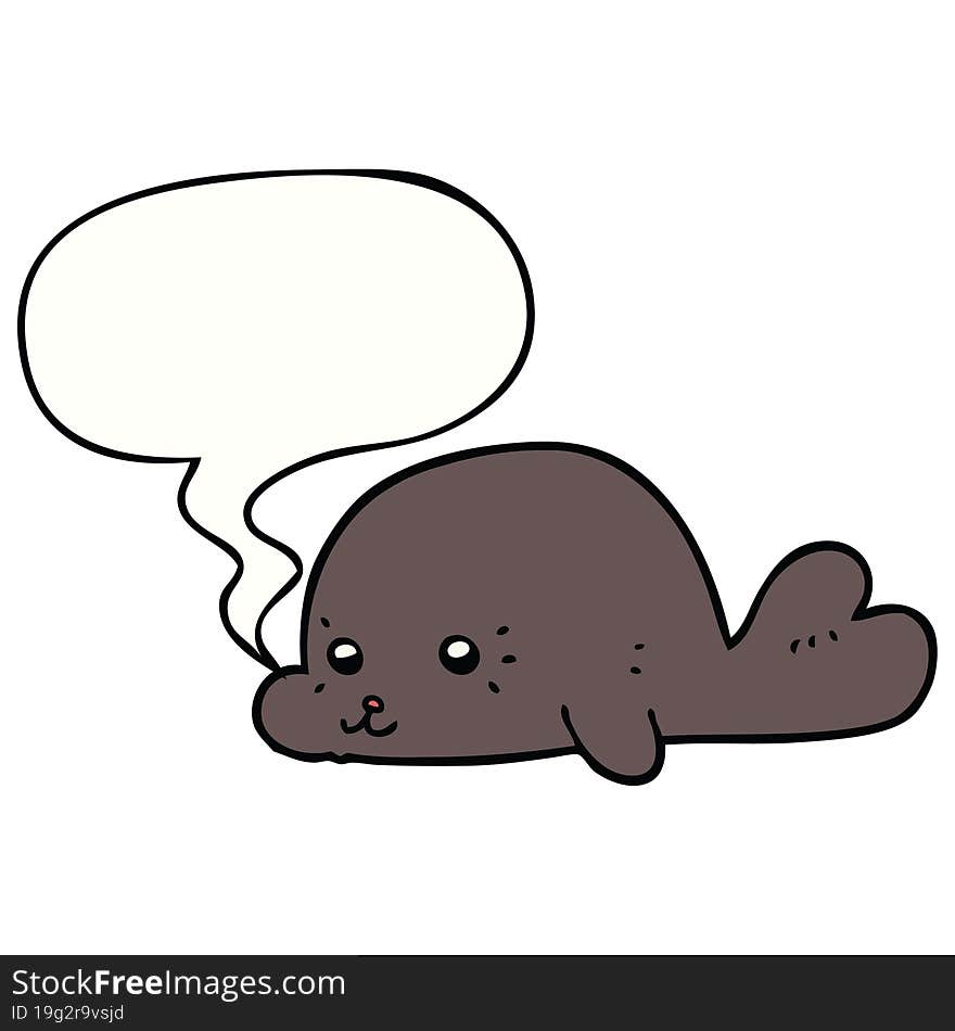 Cartoon Baby Seal And Speech Bubble