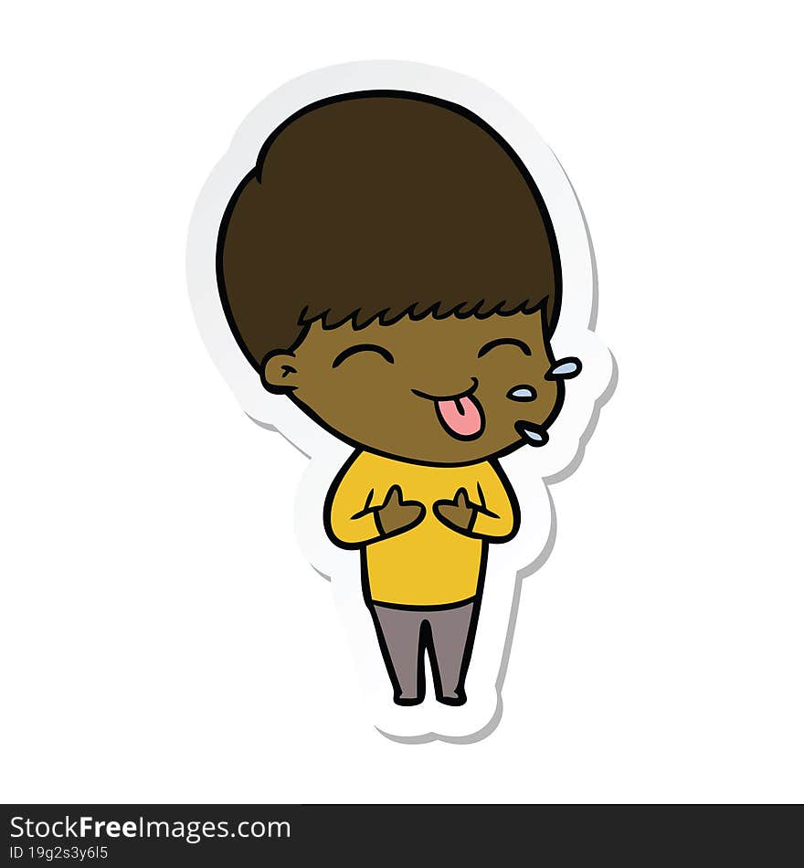 sticker of a funny cartoon boy