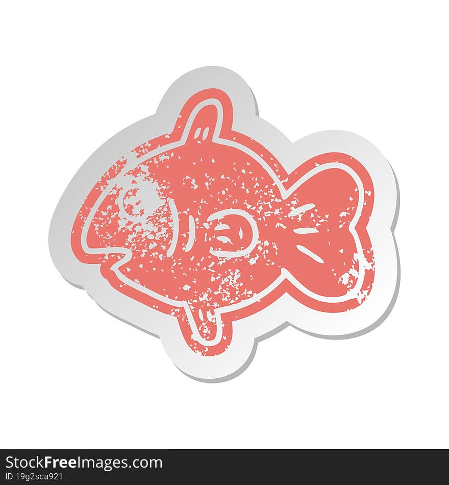 distressed old cartoon sticker of a marine fish. distressed old cartoon sticker of a marine fish