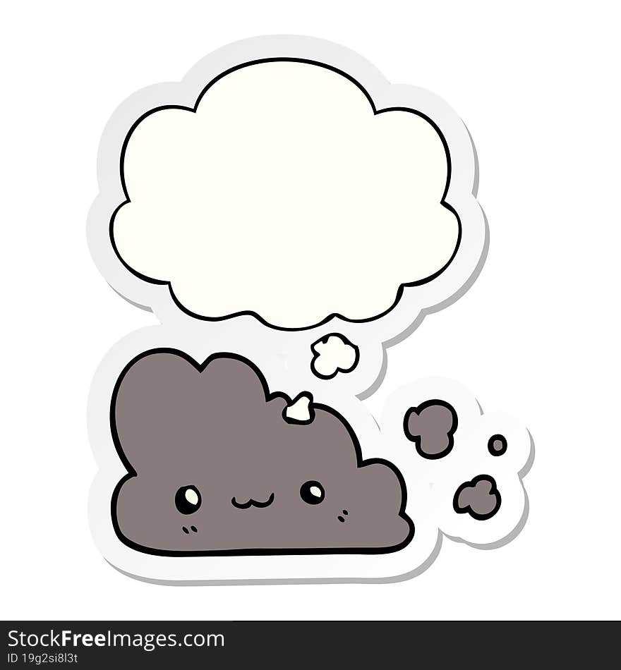 Cute Cartoon Cloud And Thought Bubble As A Printed Sticker