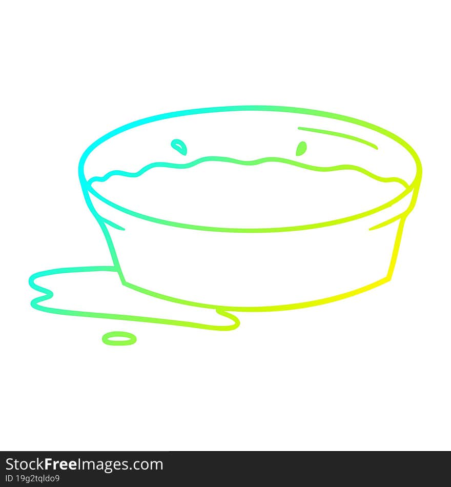 cold gradient line drawing cartoon dog water bowl