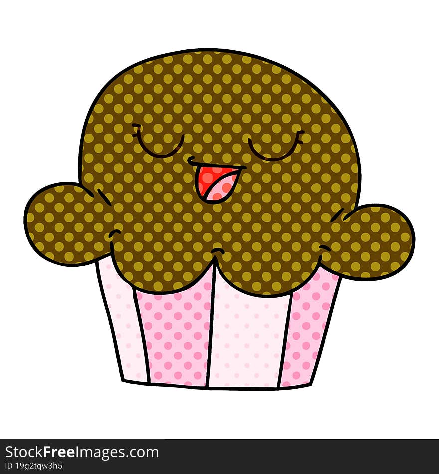 comic book style quirky cartoon happy muffin. comic book style quirky cartoon happy muffin