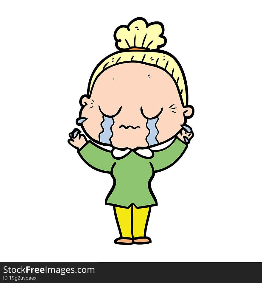 cartoon crying old lady. cartoon crying old lady