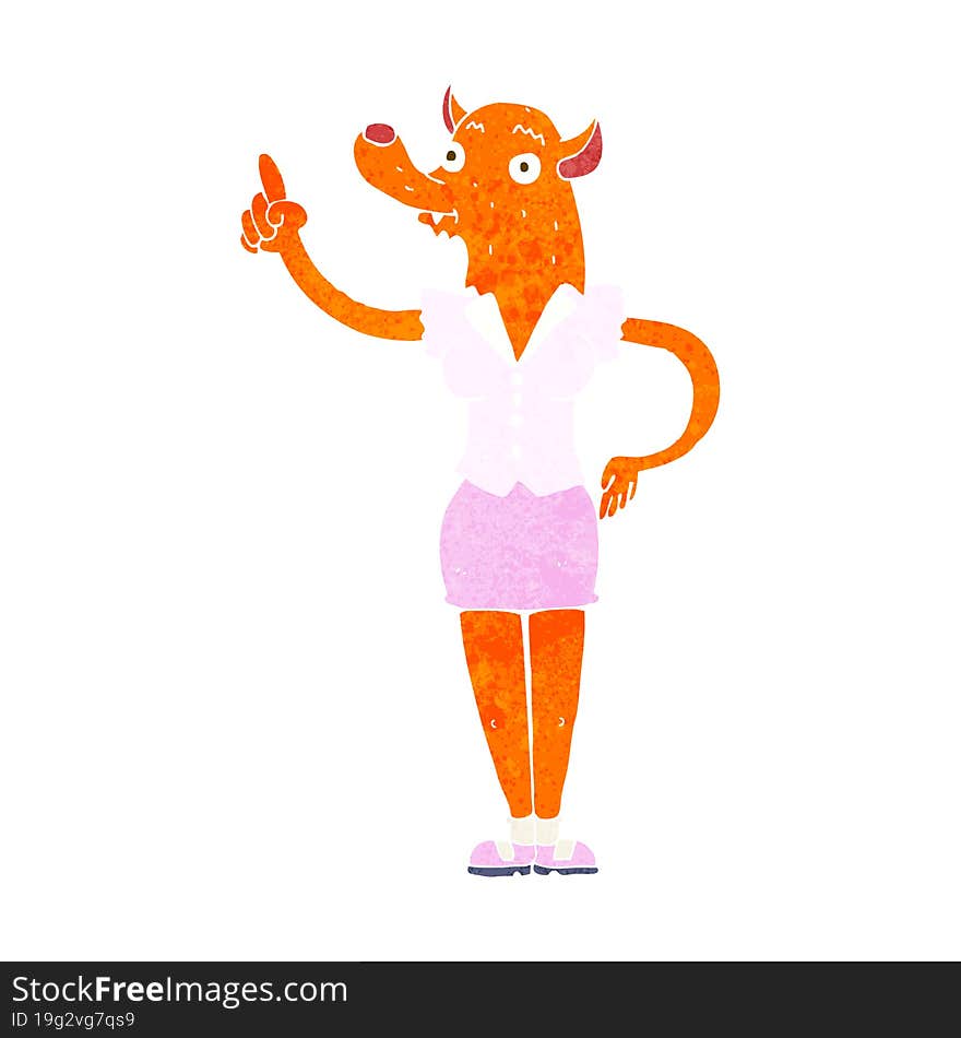 cartoon fox woman with idea