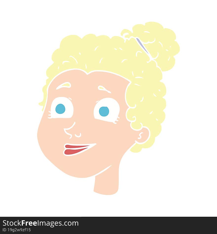 flat color illustration of female face. flat color illustration of female face