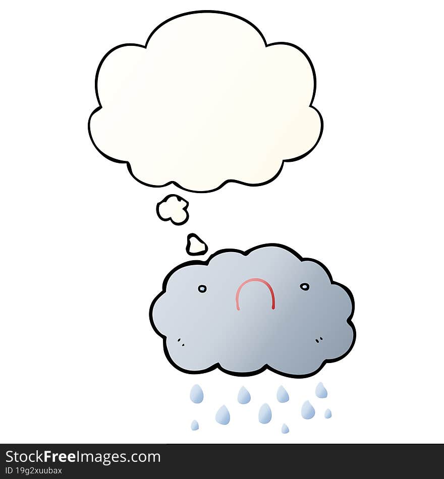 cute cartoon cloud and thought bubble in smooth gradient style