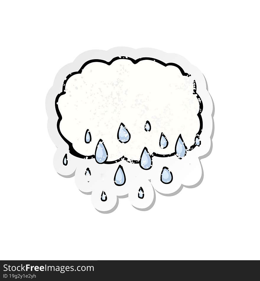 Retro Distressed Sticker Of A Rain Cloud Cartoon