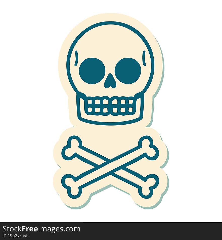 tattoo style sticker of a skull and bones