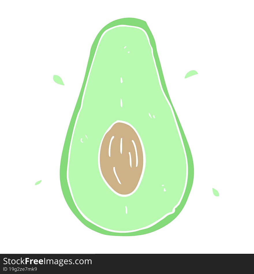 Flat Color Illustration Of A Cartoon Avocado