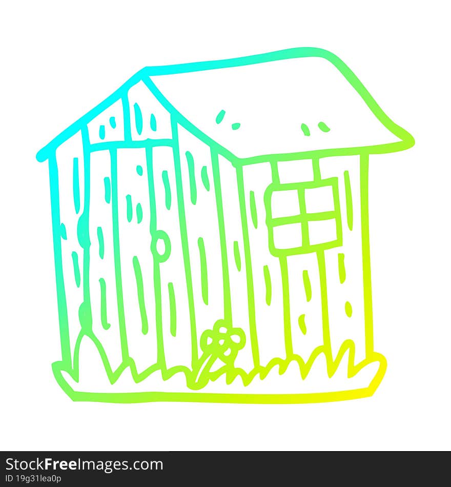 cold gradient line drawing cartoon wooden shed