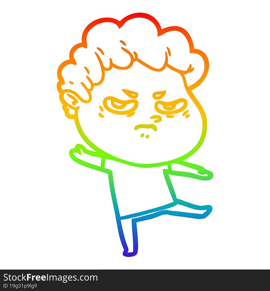 rainbow gradient line drawing cartoon angry man