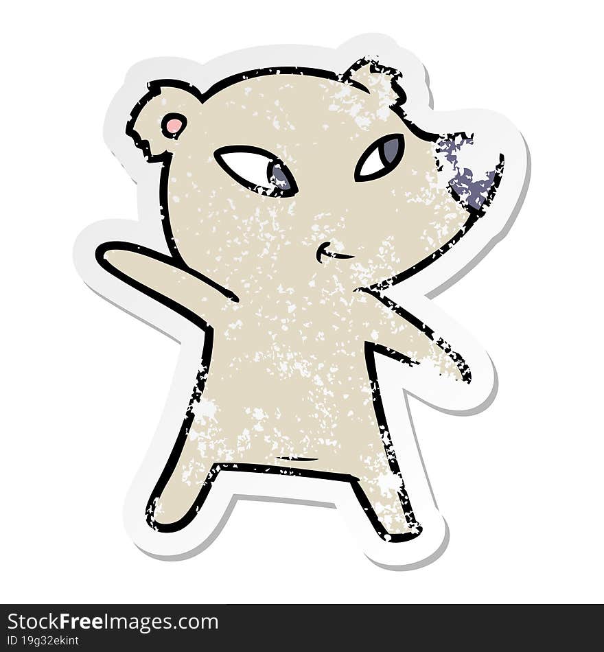 distressed sticker of a cute cartoon bear