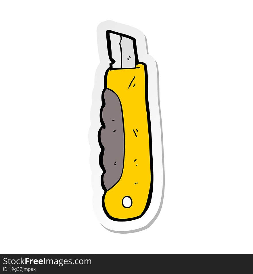 sticker of a cartoon construction knife