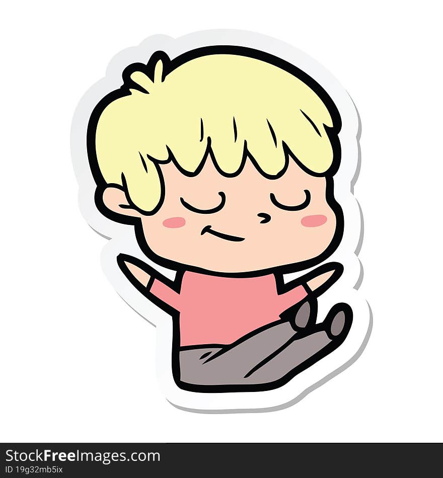 sticker of a cartoon happy boy