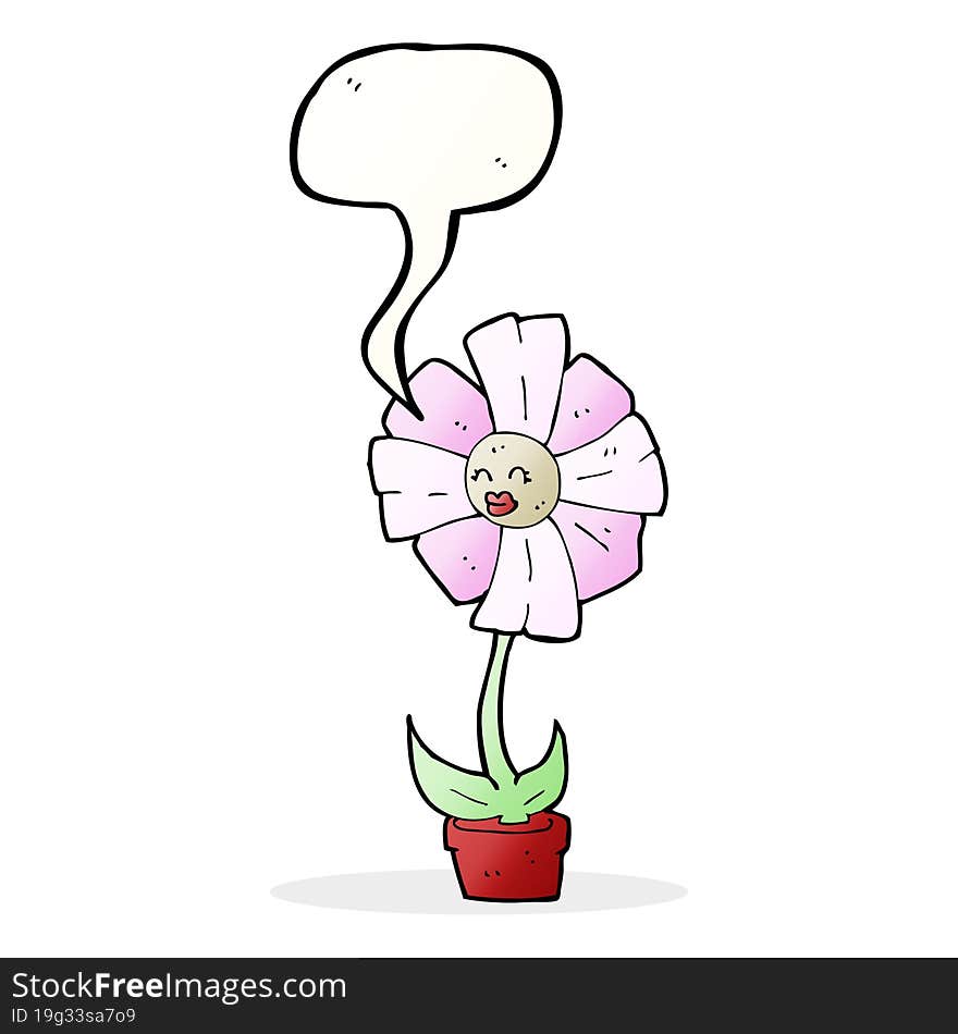 cartoon flower with speech bubble