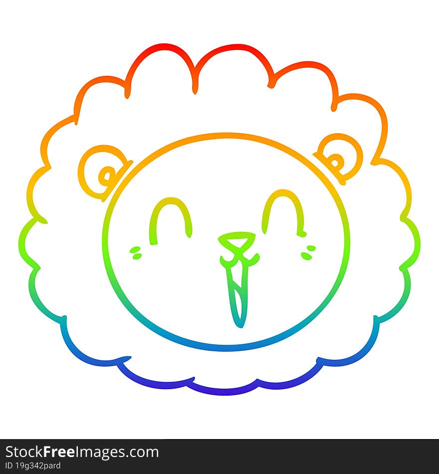 rainbow gradient line drawing cartoon lion face