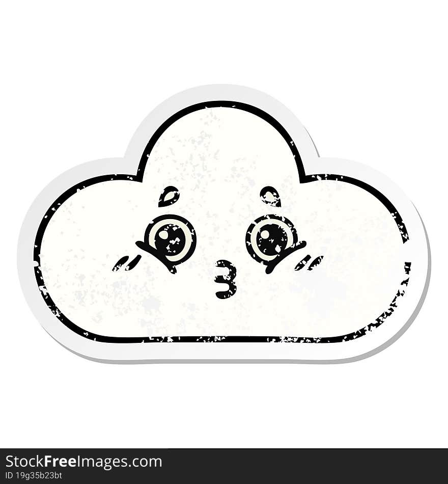 distressed sticker of a cute cartoon cloud