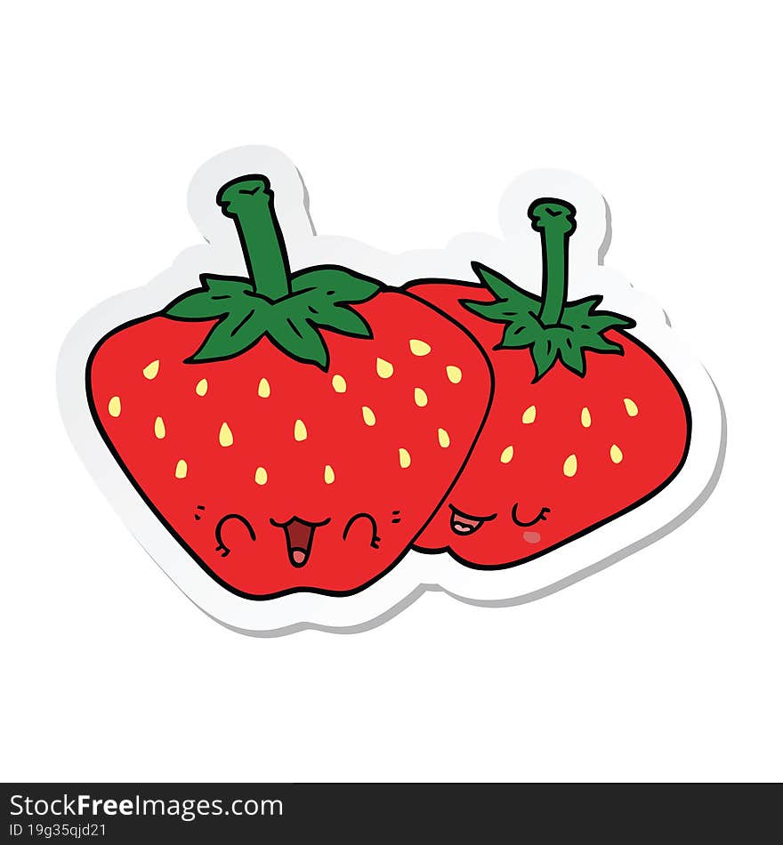 Sticker Of A Cartoon Strawberries