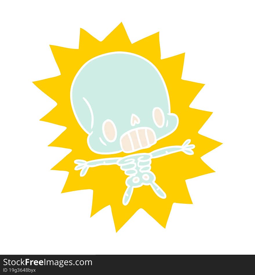 cartoon illustration kawaii electrocuted skeleton. cartoon illustration kawaii electrocuted skeleton