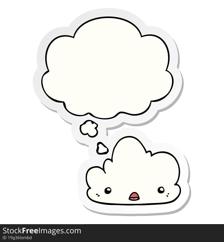 cute cartoon cloud and thought bubble as a printed sticker